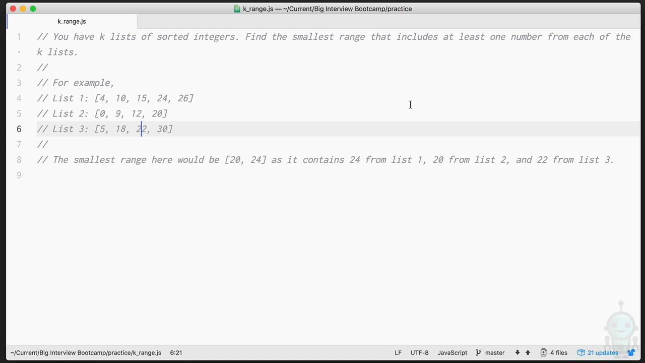 Practice: Smallest Range of K Lists